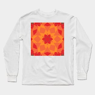 Retro Mandala Flower Orange and Red Long Sleeve T-Shirt